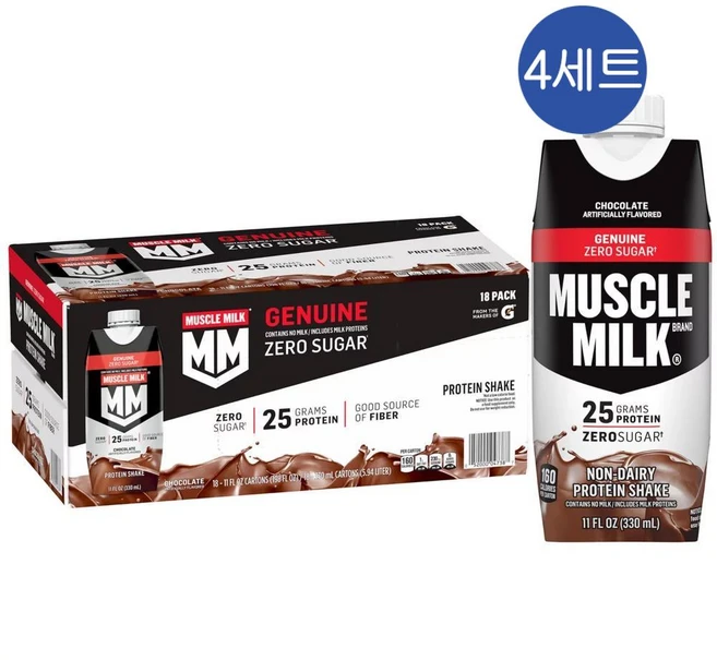 머슬밀크 제뉴인 프로틴쉐이크 25g 초콜릿 Muscle Milk Genuine Protein Shake, 72개, 330ml - 쿠팡