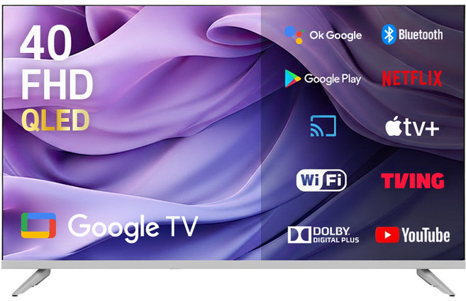 큐빅스 101cm 40인치 FHD QLED TV 화이트에디션 구글 스마트 티비 안드로이드5.0 에너지1등급 고화질티비, 방문설치, 벽걸이형, GTCX400QFHD, 101cm(40인치)