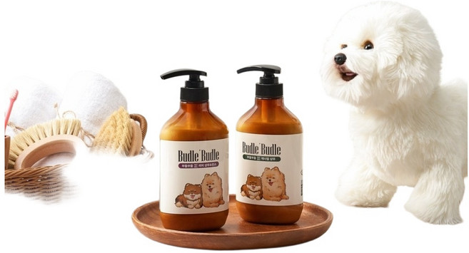 부들부들 에코랜드 화이트 강아지 샴푸 앤 린스, 2개, 500ml