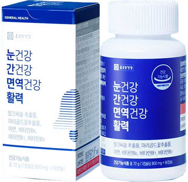 [KLEVASHARP-MJ] 종근당건강 김수녕 눈건강 간건강 면역건강 활력 루테인 밀크씨슬 아연, 1박스, 180정