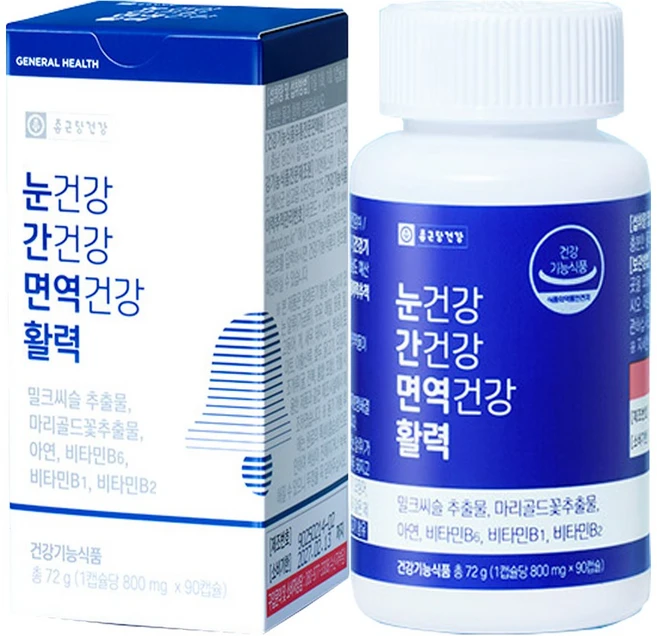 [KLEVASHARP-MJ] 종근당건강 김수녕 눈건강 간건강 면역건강 활력 루테인 밀크씨슬 아연, 1박스, 180정 - 쿠팡