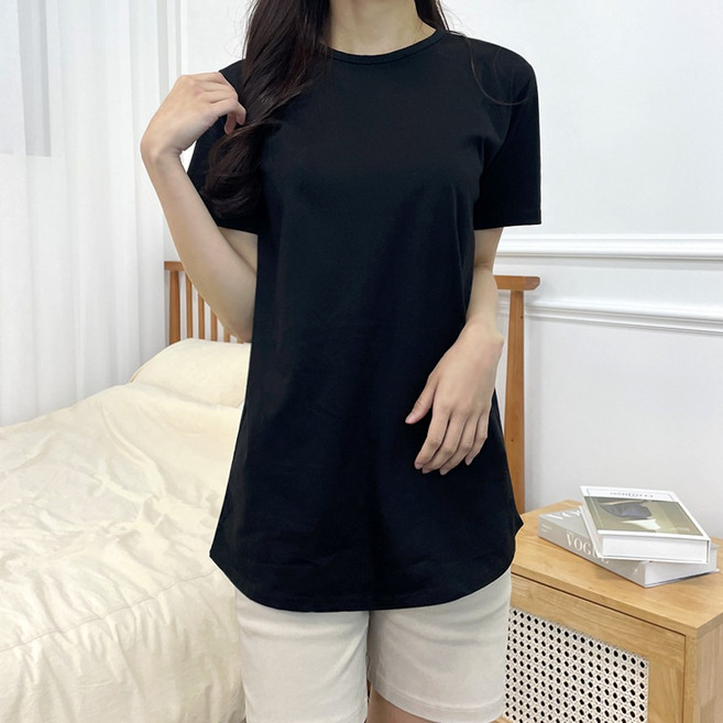 쏘옷 여성용 조이 반팔 레이어드 롱 티셔츠