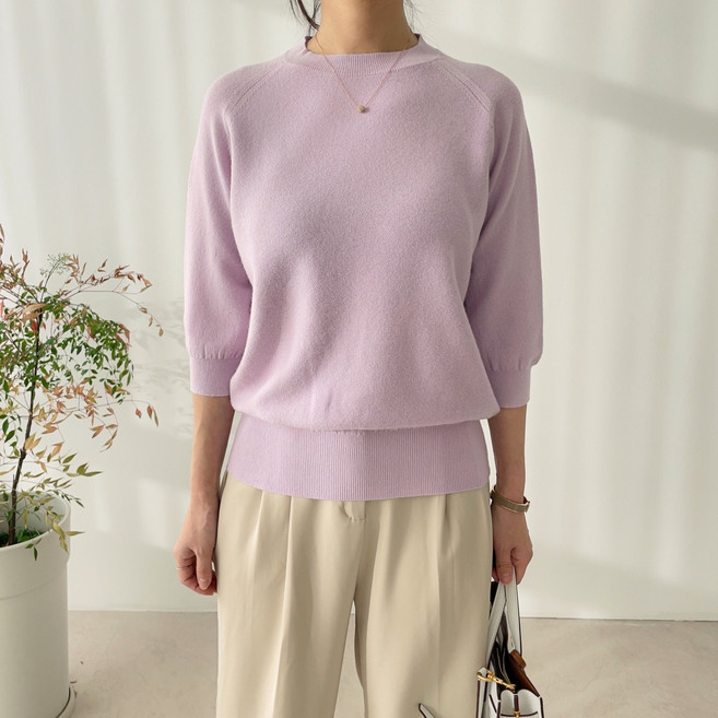 에스라이프 SS신상 여성 7부 베이직 라운드 니트 6color