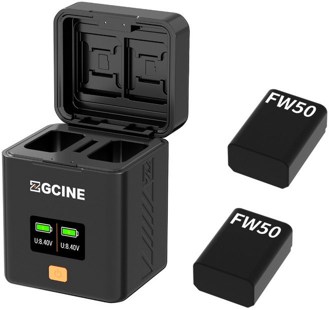 ZGCINE 影小能 相機電池充電器快充盒 FZ100 LPE6 BLK22 EL15W235 EL25 多型號兼容 快速充電 輕巧便攜, 1個, FW50相機電池快充盒, FW50相機電池快充盒