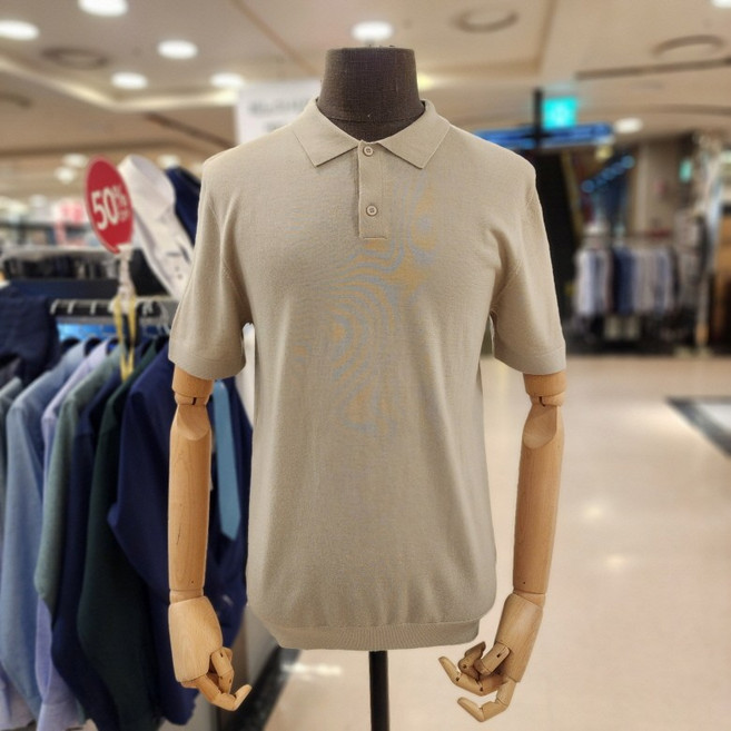 NC불광점 레노마 # 카라 울100 버튼형 T에리 반팔 니트 RLUSW1-001-BG LG