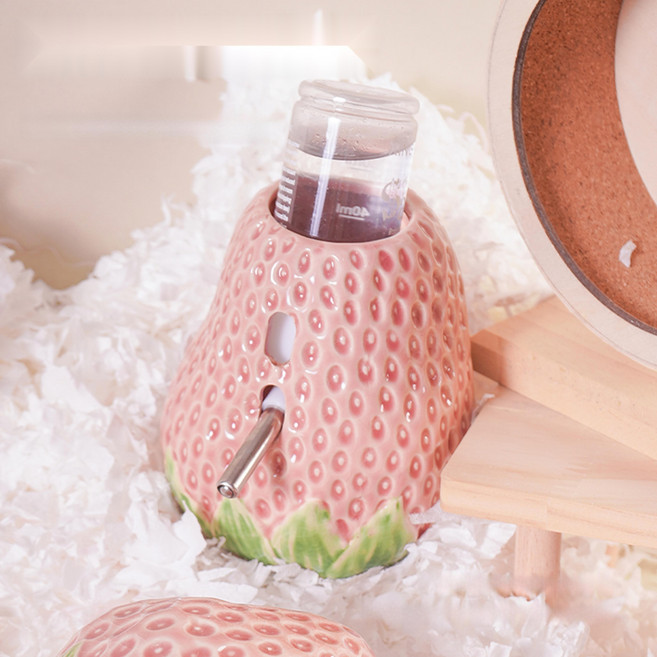 피그미 다람쥐 햄스터 소동물 고급 세라믹 급수기 은신처, 핑크, 1개