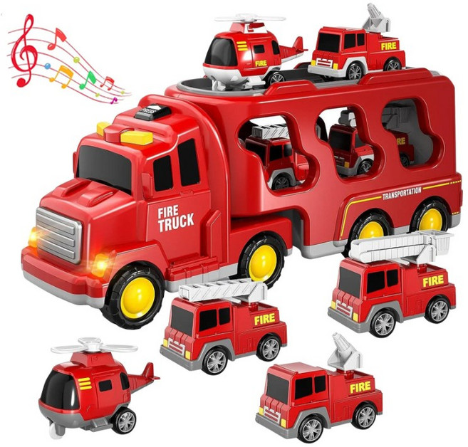 [ 특가! ] 소방차 경찰차 중장비 트럭 트레일러 5종 세트 미니자동차 MJS JOYFUL, 1개