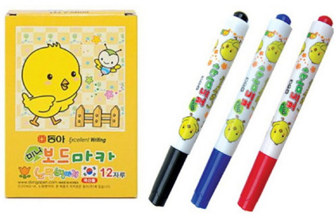 동아 노랑병아리 미니보드마카 낱개, 검정