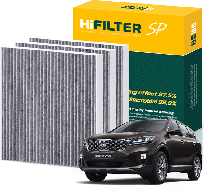 하이필터 기아 자동차 쏘렌토 활성탄 에어컨필터, 3개, 더 뉴 쏘렌토 (UM PE) HI-G007