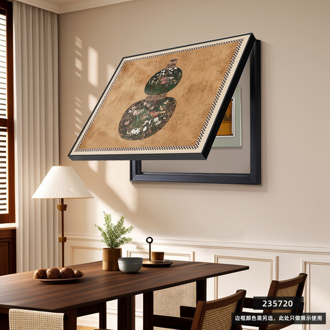 中古風電錶箱裝飾畫配電箱電閘裝飾美式復古掛畫高級感強弱電箱畫, 60*50(容納53長*42高)＋上掀蓋