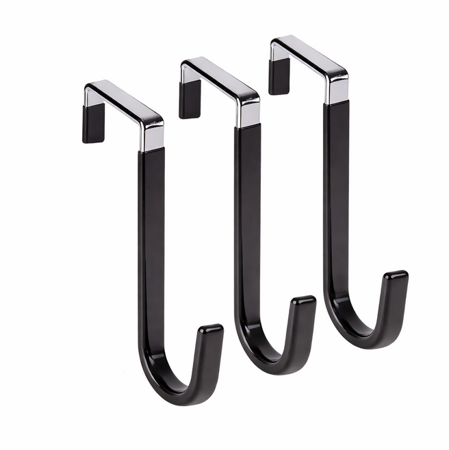 담담몰 문걸이 행거 스테인리스 논슬립 공간활용 모자 가방 옷걸이, 3개, 블랙