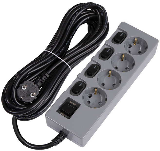 스윗홈 개별스위치 멀티탭 4구 접지형 절전형 16A, 7m, 1개, 개별스위치 4구 그레이