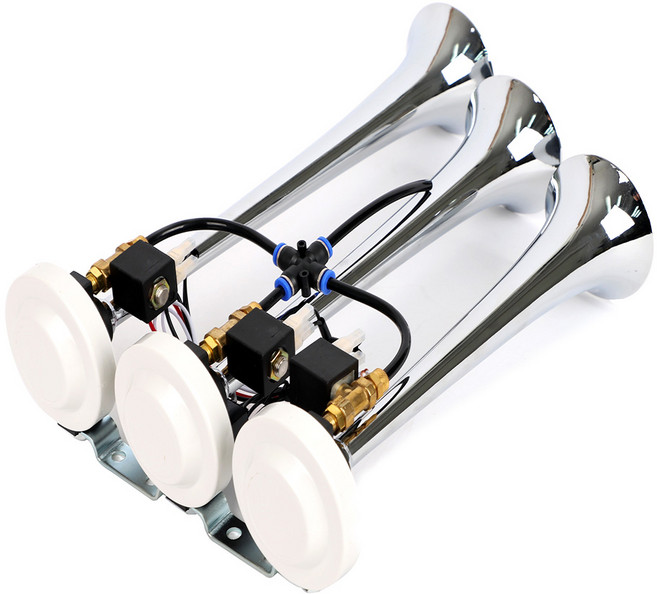 오토비트 3발 아기 상어 뮤직 에어혼 (12V/24V겸용) 에어크락션 에어컴프레셔 에어탱크 튜닝혼 자동차 버스 중장비 보트 대형화물차 경음기, 1개