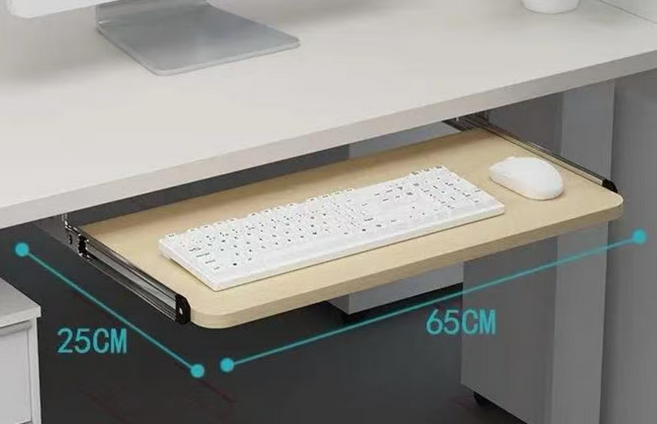 책상 아래 슬라이딩 키보드 받침대 서랍 슬라이드 거치대 트레이 [01] 65x25CM흰색둥근모서리 1개, 65x25CM 히코리 라운드