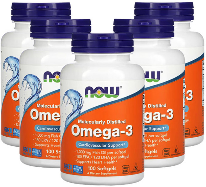 나우푸드 오메가-3 180 EPA / 120 DHA 100 소프트젤, 100정, 5개