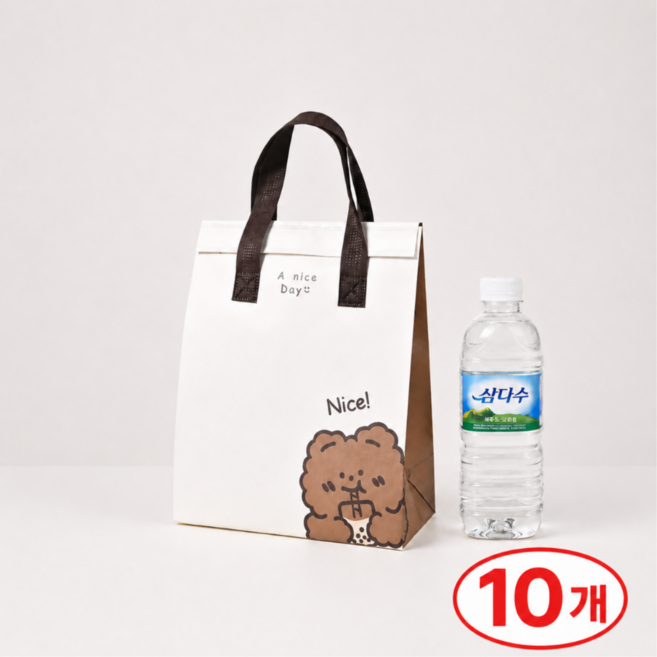 프라임콕 은박 일회용 쿨러백 보온 보냉백 10P, 곰돌이, 10개