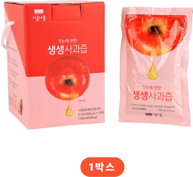 시골내음 생생 사과즙 소포장, 10개, 110ml