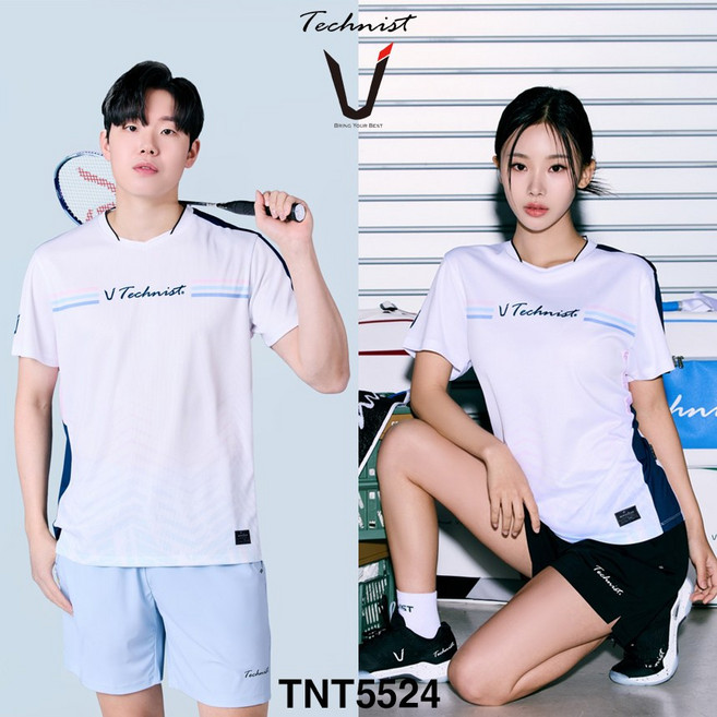 테크니스트 배드민턴 티셔츠 반팔 상의 화이트 TNT5524 남성 여성 민턴복
