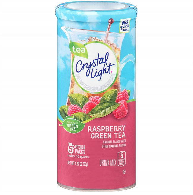 Crystal Light 크리스탈라이트 퓨어 라즈베리 그린티 드링크 믹스 1.87oz(53g) 12팩, 53g