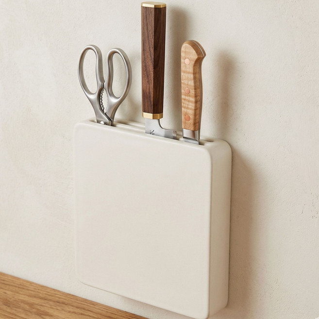 베니지 간편 설치 4구 중식도 싱크대 칼꽂이, 화이트, 1개