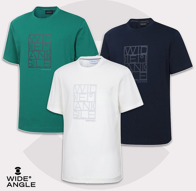 와이드앵글 남성 골프웨어 남자 골프 기본 반팔 면티 에센셜 라운드 티셔츠 WMM24293