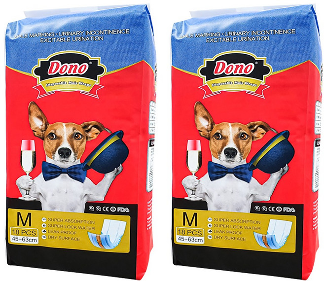 도노 강아지 수컷 매너패드 블루진 M 18매, 중형, 18개입, 2개