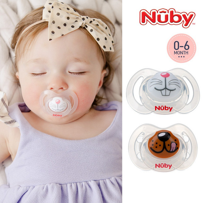 누비 동물친구 셀피 노리개젖꼭지(2P)(0~6개월)공갈젖꼭지, 단품