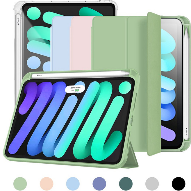 아이패드 미니 6세대 8.3 애플펜슬 스마트커버 케이스, 미니6 반투명 소다