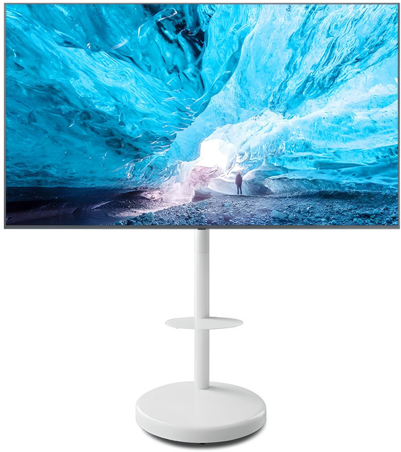 더함 이동식 삼탠바이미 M7 호환 바퀴 선반 높낮이조절 피벗 대형 TV 스탠드, MS64-241L-W, 1개