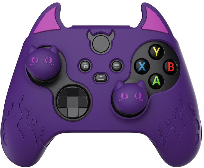 엑스박스 Xbox Series X/S 컨트롤러 실리콘 보호 케이스 데빌 커버 로커캡 세트, 퍼플, 1개