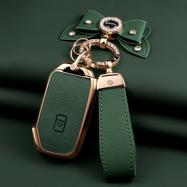 HAKO 소프트 가죽TPU 차키케이스+키홀더+리본 (기아5/7버튼호환), K-05(5버튼), 그린