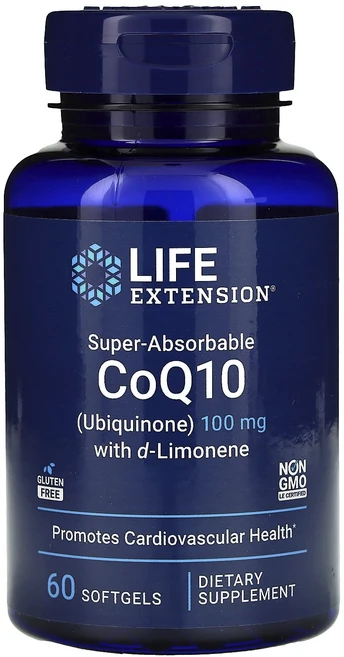 몸에 좋은 Life Extension Super-Absorbable CoQ10(유비퀴논) d-리모넨 함유 100mg 소프트젤 60정, Life Extension Super-Absorb..., 1개 - 쿠팡