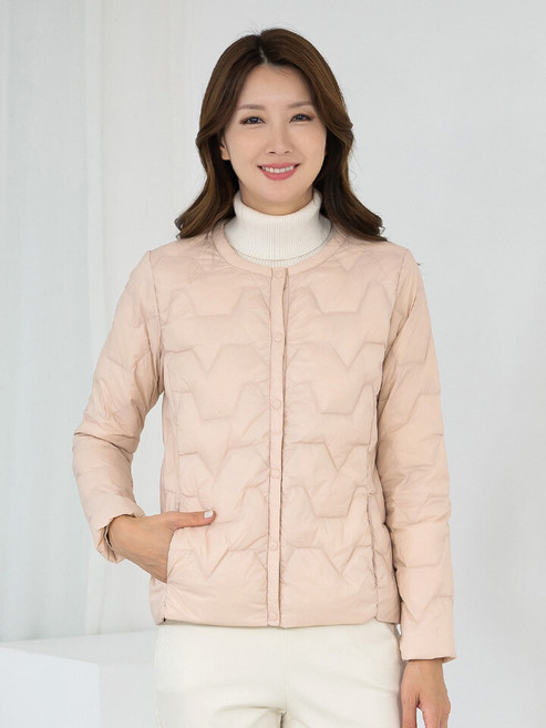 모슬린 엄마옷 라운드 라인 경량패딩점퍼 509FGH123 마담/중년여성/빅사이즈/50대/60대