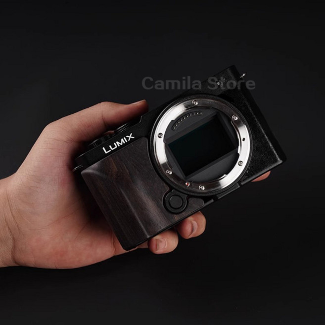단단한 나무 휴대 성 Panasonic Lumix S9 카메라 그립 용 미끄럼 방지 핸들 부품 3M 테이프가있는 교체 액세서리, [02] Black, 1개