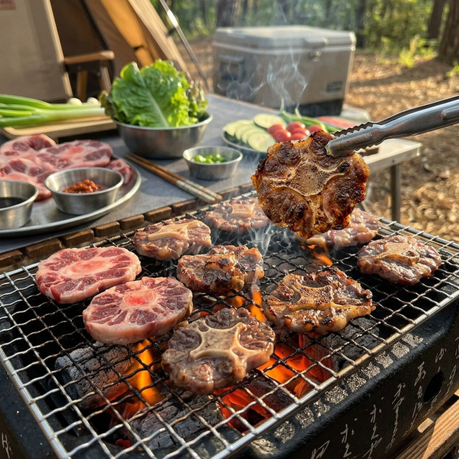 국내산 한우 소꼬리 야끼니꾸 캠핑 소고기, 2개, 250g