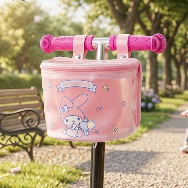 산리오 캐릭터 마이멜로디 아동용 킥보드 가방 수납 바구니 핸들걸이형