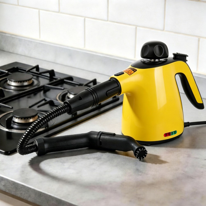 오솜 핸디 스팀청소기 틈새 살균 고온 청소기 창문 소파 거실 침대 다기능, 옐로우, HB-103