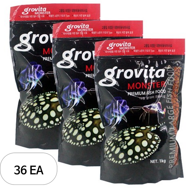 그로비타 몬스터 대형 열대어 전용사료, 1kg, 36개