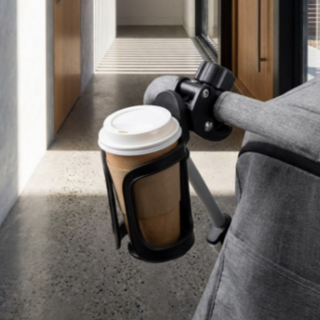 리브노드 유모차 컵홀더 자전거 킥보드 물통 거치대 무타공 집게형, 블랙, 1개