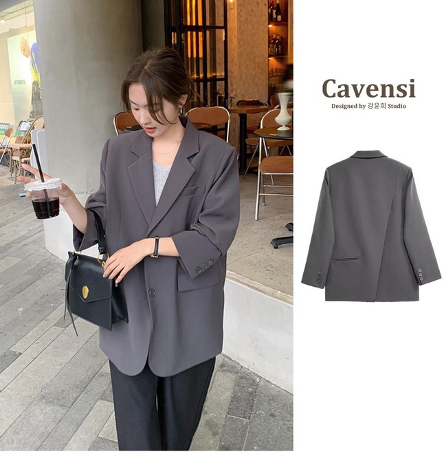 Cavensi 寬鬆後開叉雙釦西裝外套