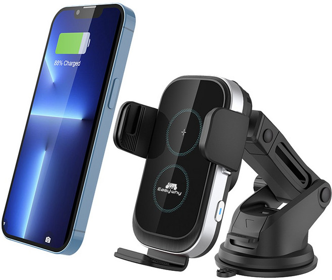 이지웨이어 차량용 무선고속충전 흡착식 송풍구 호환가능, 블랙