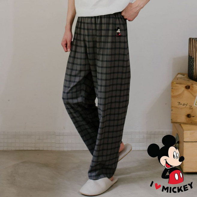 알콩단잠 남성수면바지 노먼체크 미키마우스 9부바지 가을겨울 빅사이즈파자마