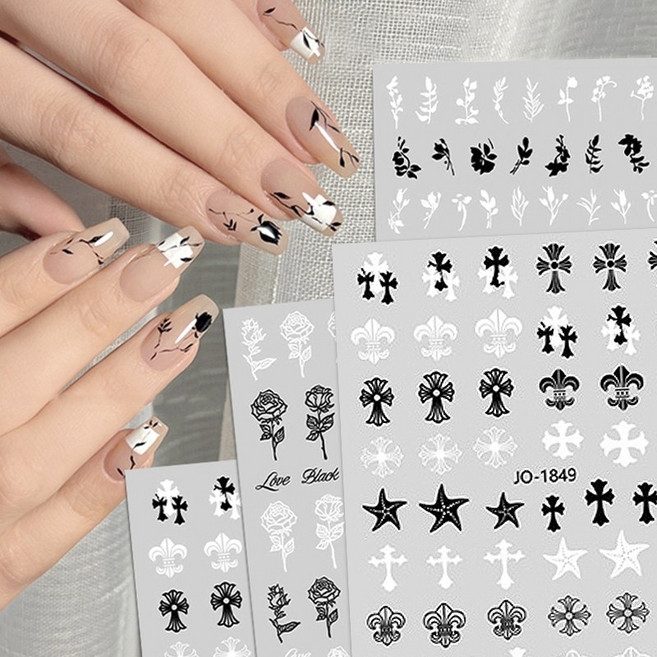 빈티지 유니크 엔틱 네일스티커 워터데칼 명품네일스티커, 로고스티커05, 1개