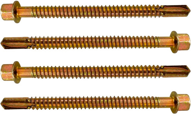 육각머리 직결피스 스크류 양날 피스 철판 판넬 각파이프, 100개, 황색
