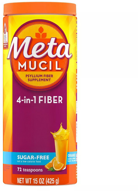 Meta MUCIL 4合1無糖洋車前子膳食纖維粉 柳橙口味, 1個, 425克