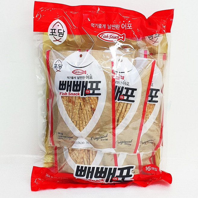 포담 한진식품 통통어포 빼빼어포 24g x 16봉 통통포 빼빼포 쥐포 어포 코스트코(휴대용손소독제증정), 1개