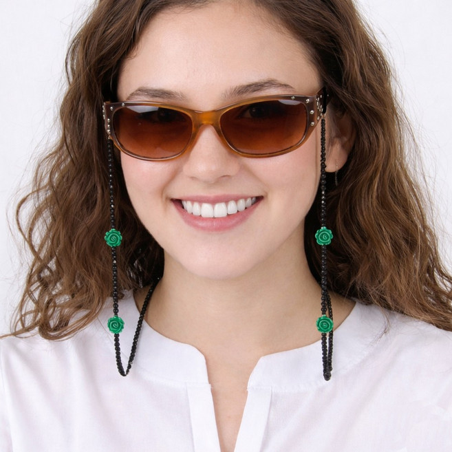 국산 핸드메이드 여자 비즈 안경줄 선글라스 돋보기 분실방지 아이웨어 크리스탈 장미 산호 안경걸이 스트랩 리테이너