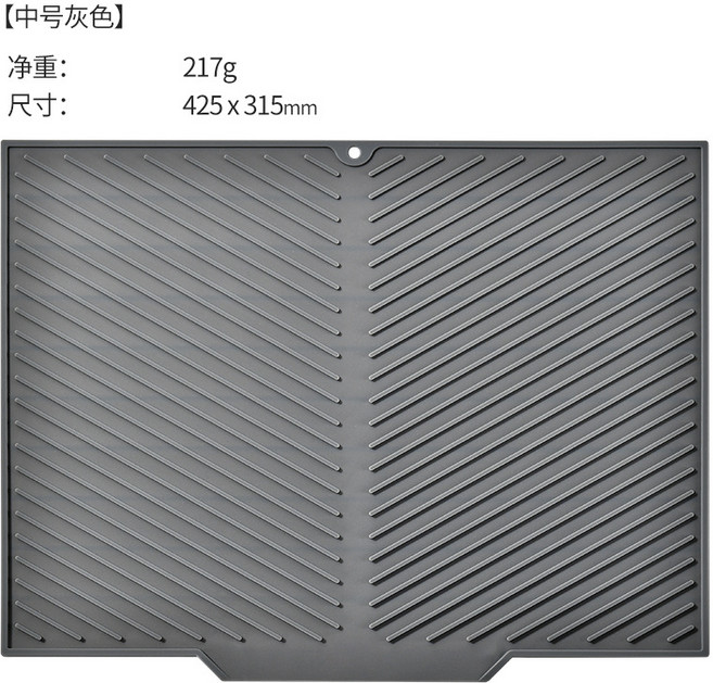 橡膠瀝水墊廚房用具鍋墊隔熱墊吧, 1個, 中號灰色