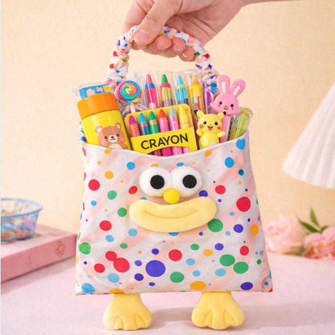 귀여운 캐릭터 선물가방 어린이집 답례품 키즈 선물백 구디백 4개, 레인보우