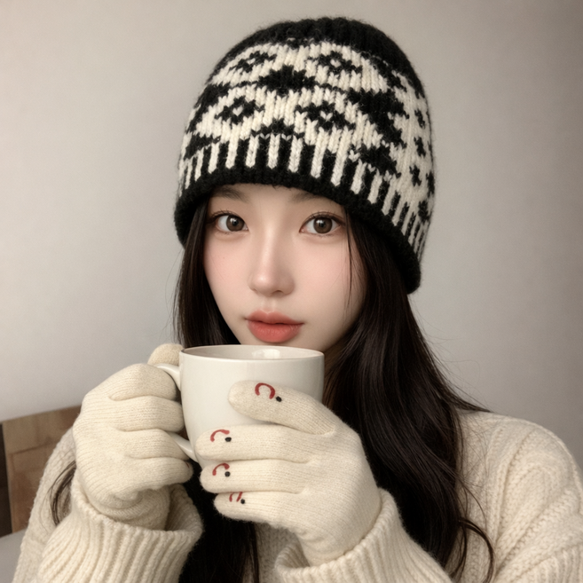 랜드샵 여성 겨울 버킷 니트 비니 따뜻한 도톰 패션 방한모자